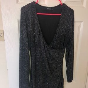 NYE DRESS Black glitter stretchy dress